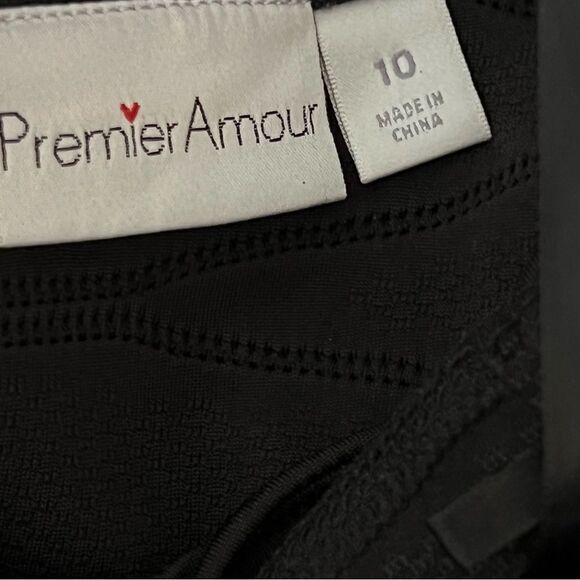 Off-shoulder black Bodycon midi dress gold zipper back NWT Size 10 Premier Amour - Picture 10 of 12